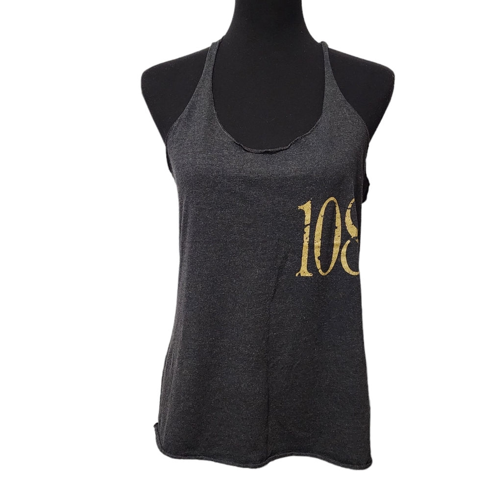 Merch Now Skull Heather Black Womens Racerback Tank Top